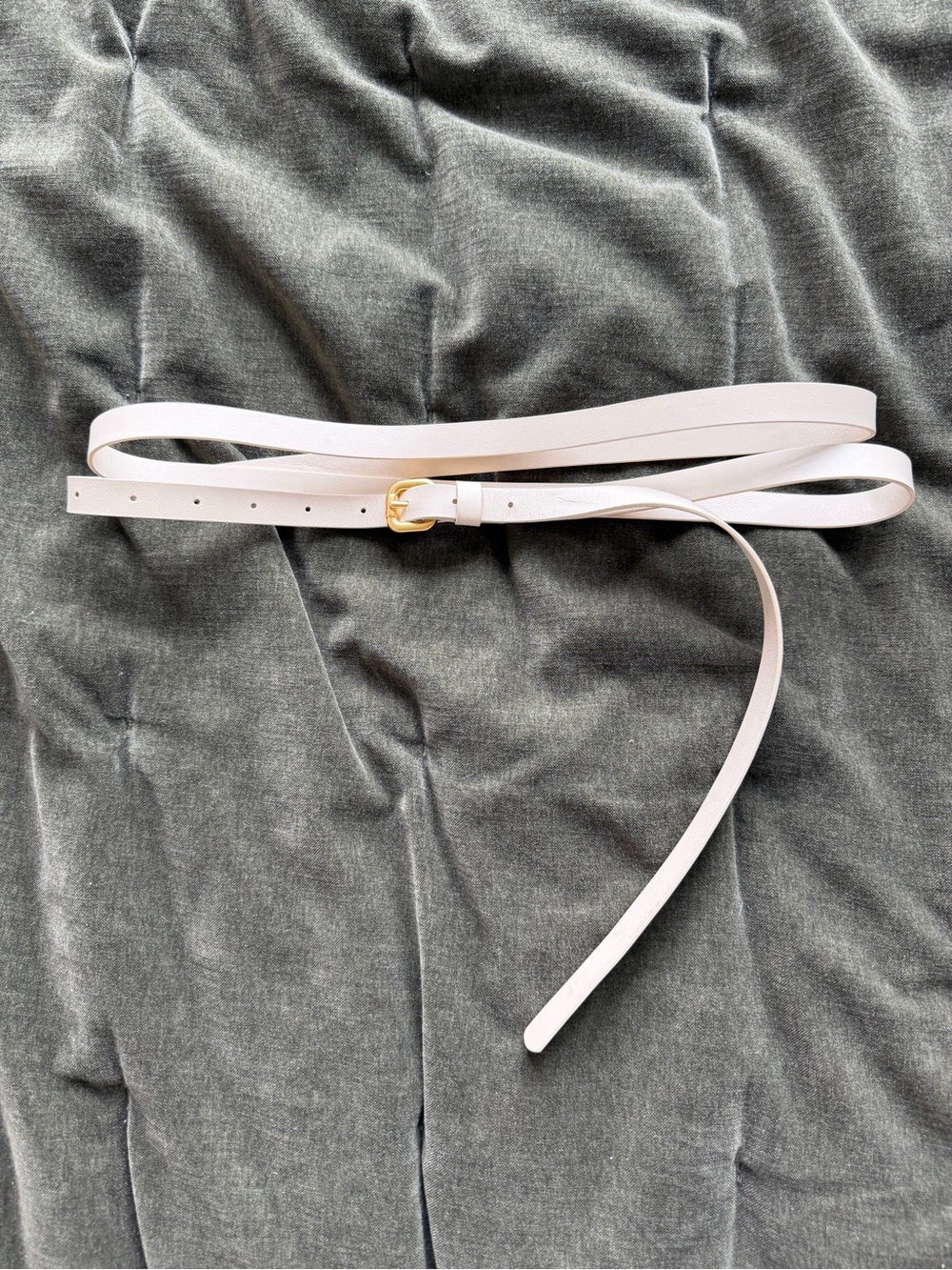 RAEY slim extra long double wrap cream off white belt with gold buckle